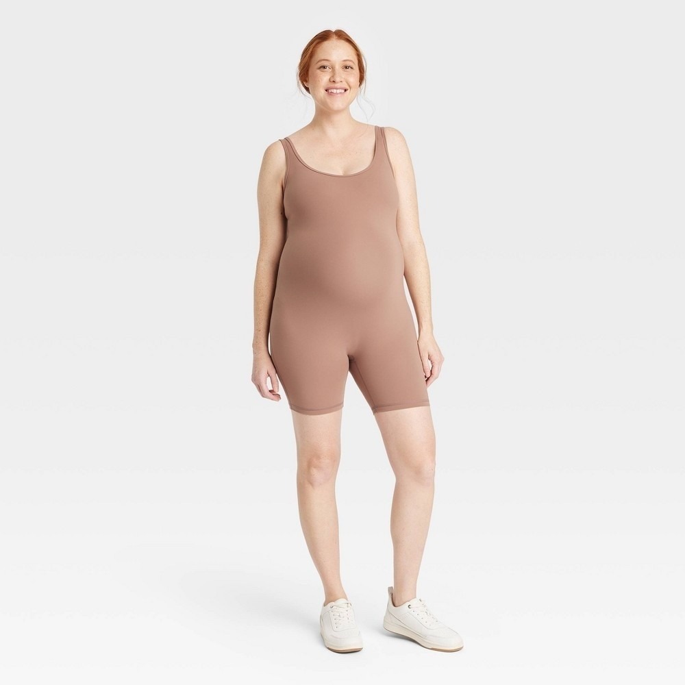 Women's Isabel Maternity Unitard Jumpsuit Brown XL New With Tags